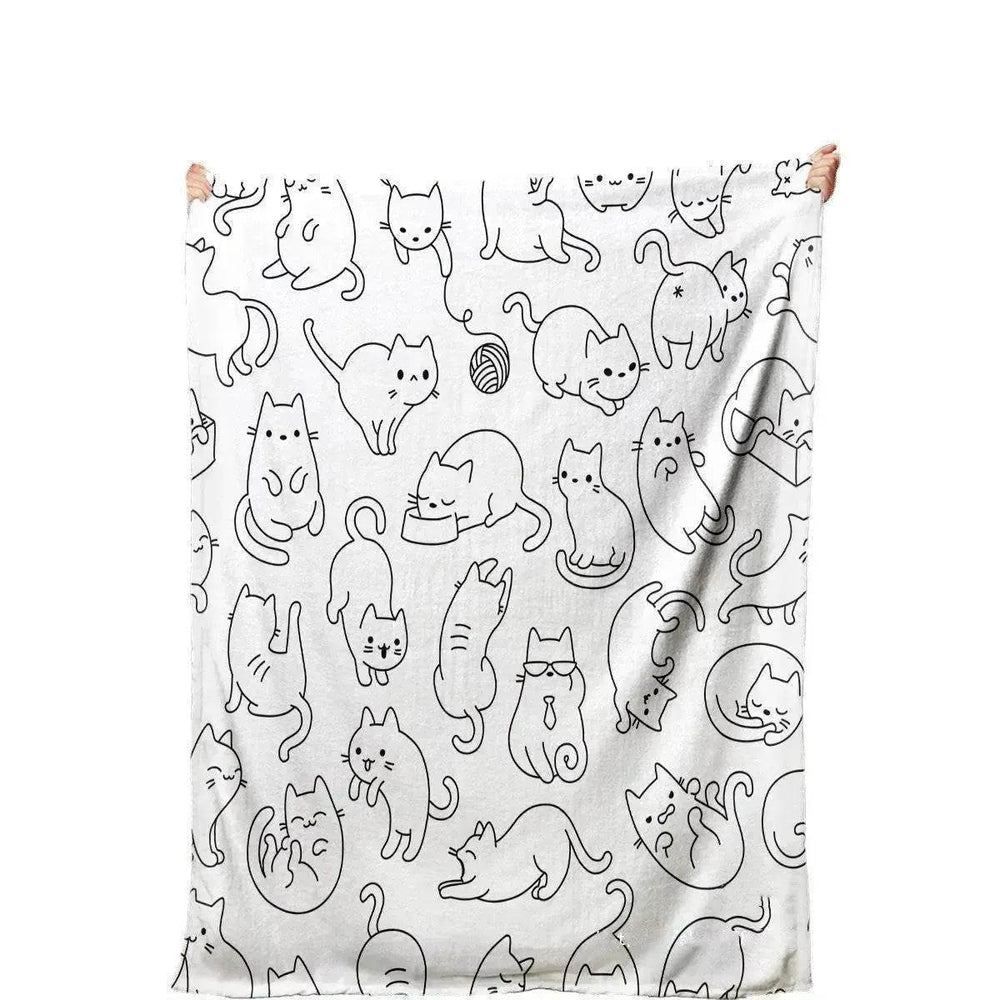 Cute Cat Digital Printing Flannel Blanket - EX-STOCK Canada