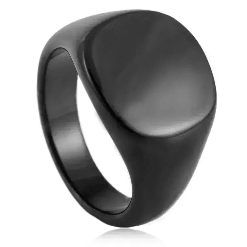 European And American Style Minimalist Titanium Steel Smooth Seal Ring for Men and Women - EX-STOCK Canada