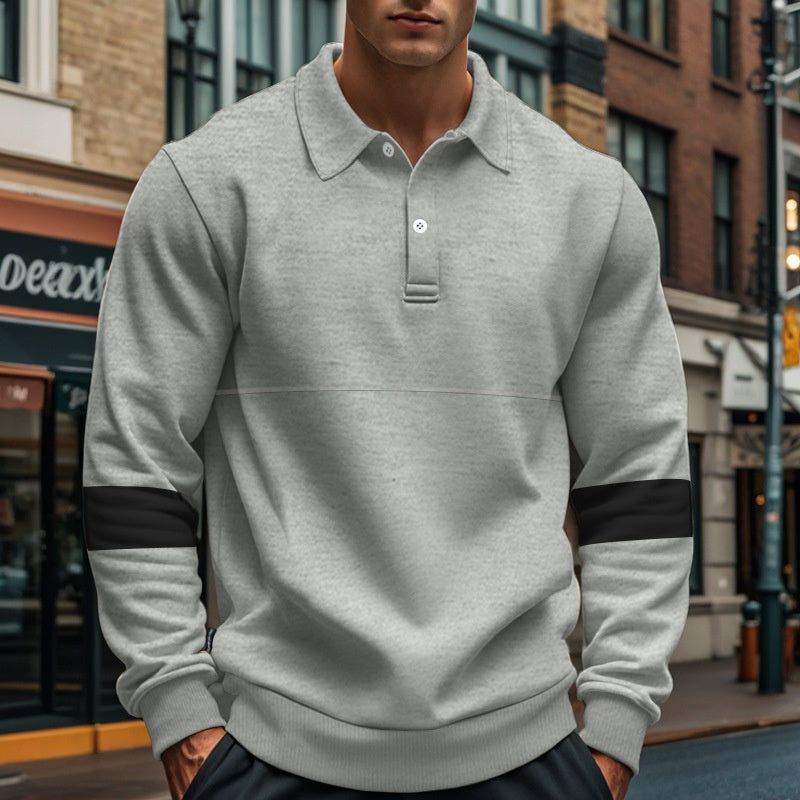Maglietta Polo da Uomo alla Moda a Maniche Lunghe con Colletto e Bottoni, Top Sportivo Casual Largo, Abbigliamento Autunno PrimaveraEX-STOCK Canada