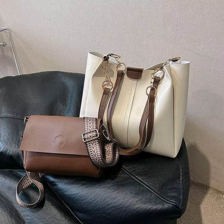 Two-piece Set Large Capacity Leather Totes shoulder Work Commuter Bag - EX-STOCK Canada