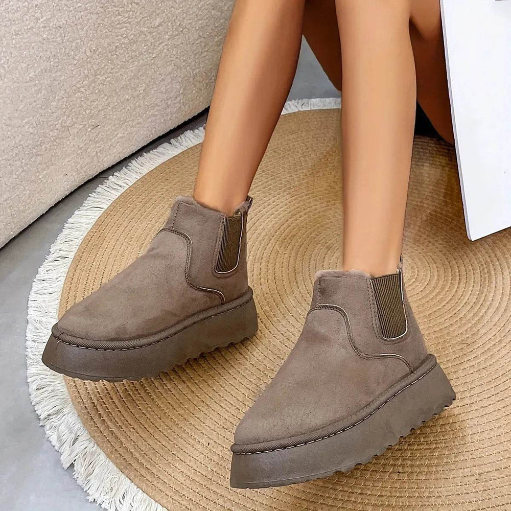 Women's Plush Boots Winter Warm Fleece Thick Flats Snow Boots Fashion Shoes - EX-STOCK Canada