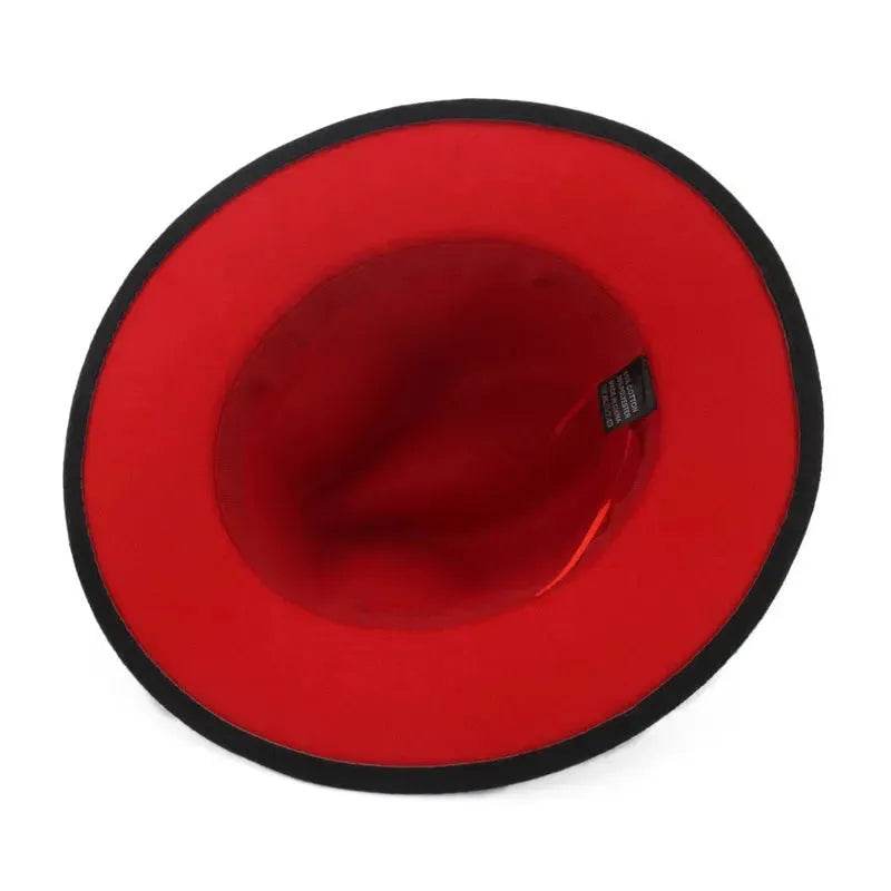 European And American Popular Woolen Top Color Matching Flat Brim Fedora Jazz Hat - EX-STOCK Canada
