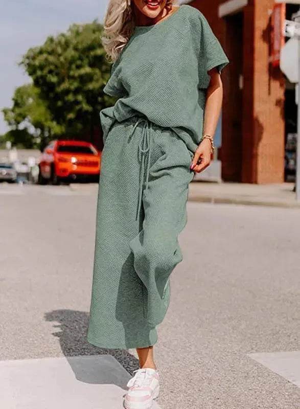 Coord fashion spring and summer 2 piece pant set women - EX-STOCK Canada