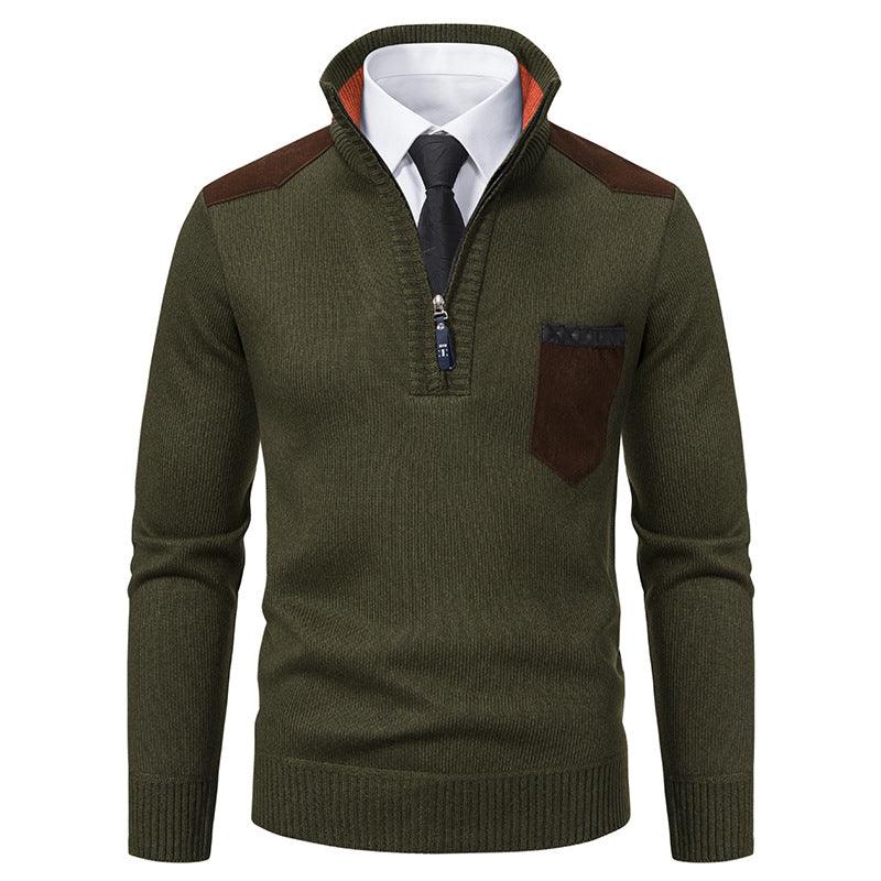 Suéter de hombre tipo pulóver, camisetas polo gruesas, media cremallera coreana, blusa para frío, cuello alto, otoño e invierno, ropa exterior de lujoEX-STOCK Canada