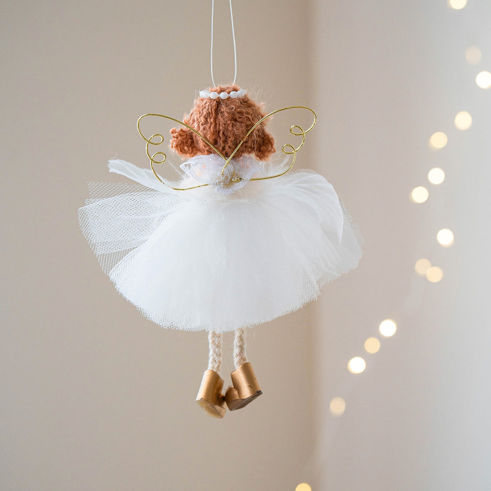 Christmas White Tulle Skirt Golden Wings Angel Girl Pendant EX-STOCK Canada