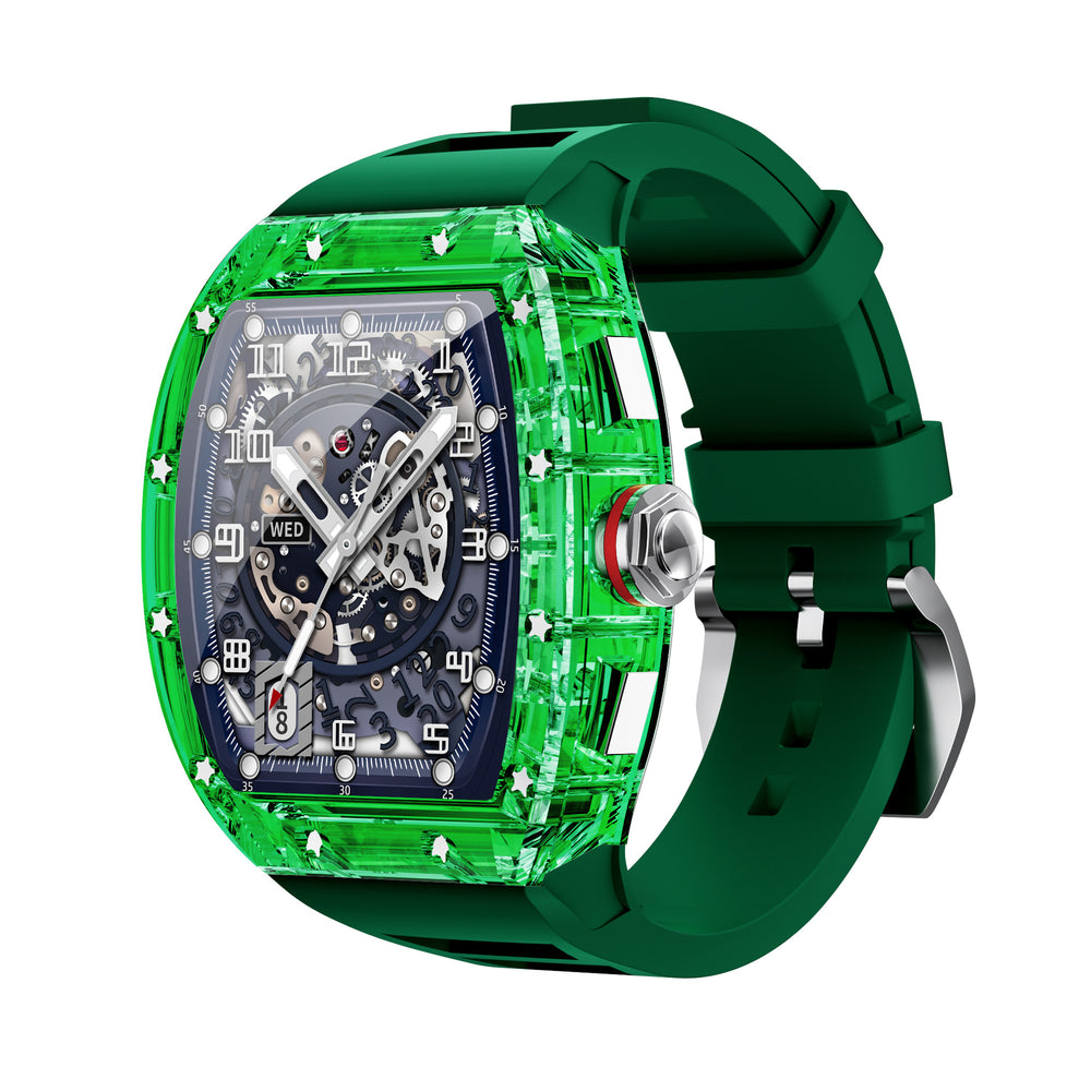 Dar green WS6 Richard Luxury Skeleton Smartwatch – Bluetooth Calling, Health Monitoring | 9 Colours