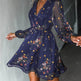 Casual V-neck Summer Spring Long Sleeve Floral mini Chiffon Dress - EX-STOCK Canada