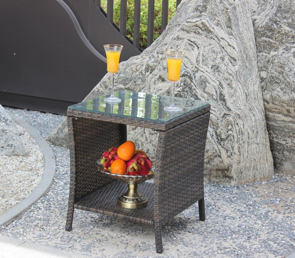 Muebles de Patio al Aire Libre 1 Mesa de Café con Vidrio Templado TransparenteEX-STOCK Canada