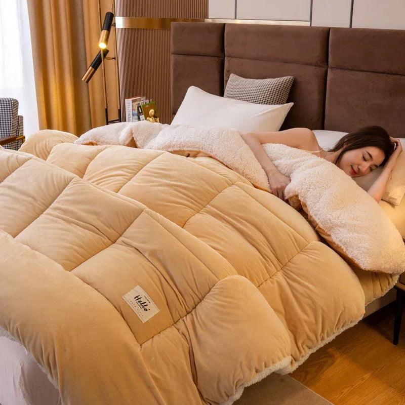 Thickened Milk Fiber Quilt Double-sided Velvet Warm Thickened Duvet Insert EX-STOCK Canada