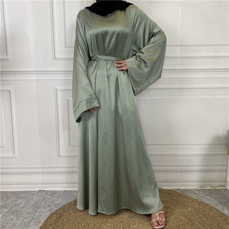 Middle East Dubai Hot Sale Lace Up Satin Muslim Dress - EX-STOCK Canada