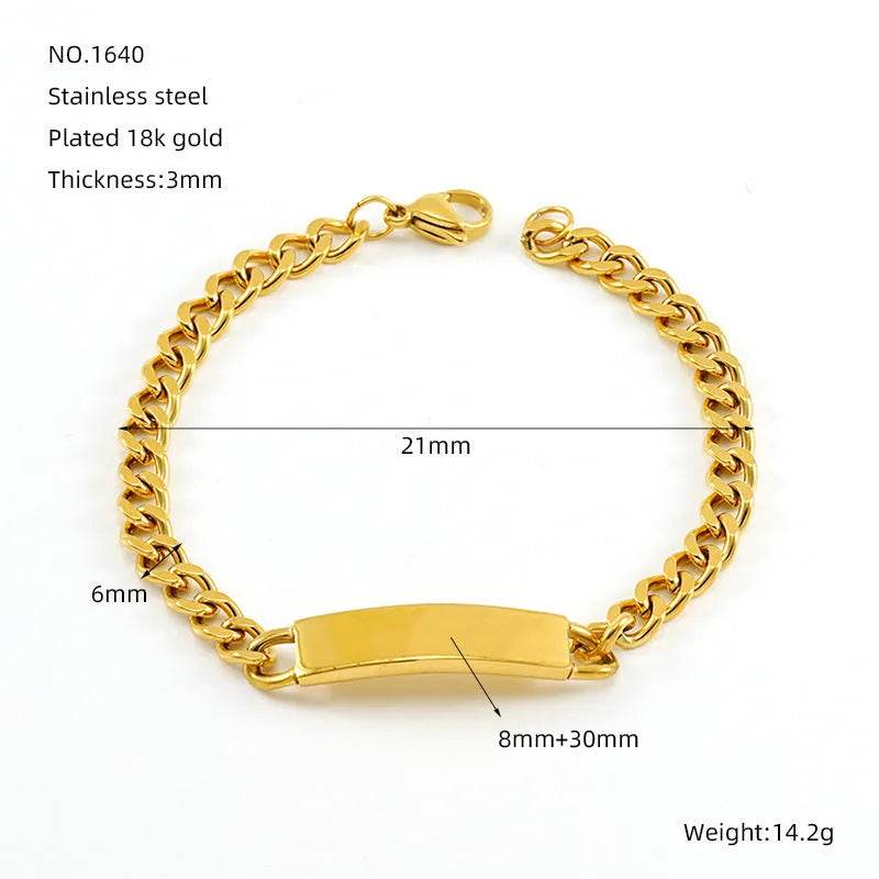 Fashion Stainless Steel Cuban Link Chain Bracelet Numbers - EX-STOCK Canada