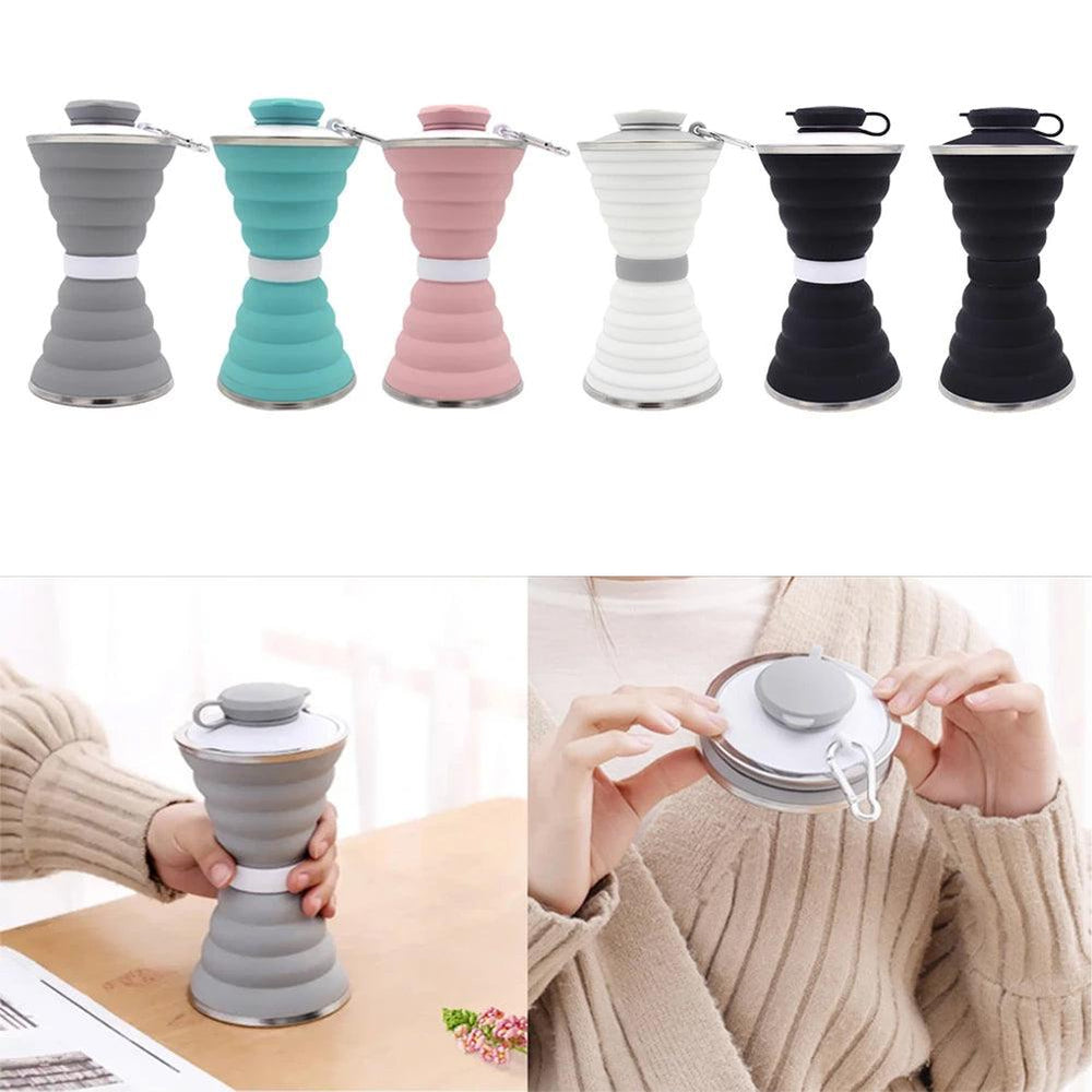 Bouteille d'eau en silicone de 500ML, pliable, étanche, portable, pour sportifs, voyage en extérieur, salle de sport, randonnée, réutilisable, accessoires de cuisine
