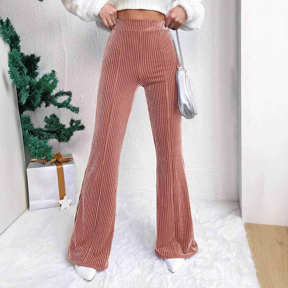 High Waist Lamp Wick Corduroy Bell-bottom Pants Wide Leg Women - EX-STOCK Canada