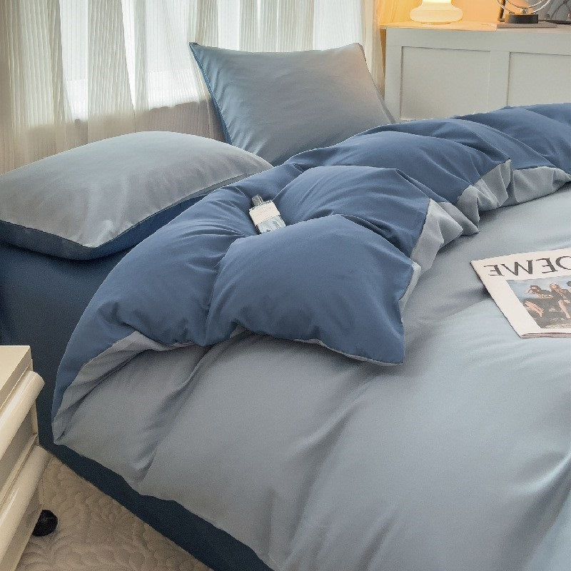 Solid Color Four-piece Set Simple Washed Sanding Duvet Cover EX-STOCK Canada