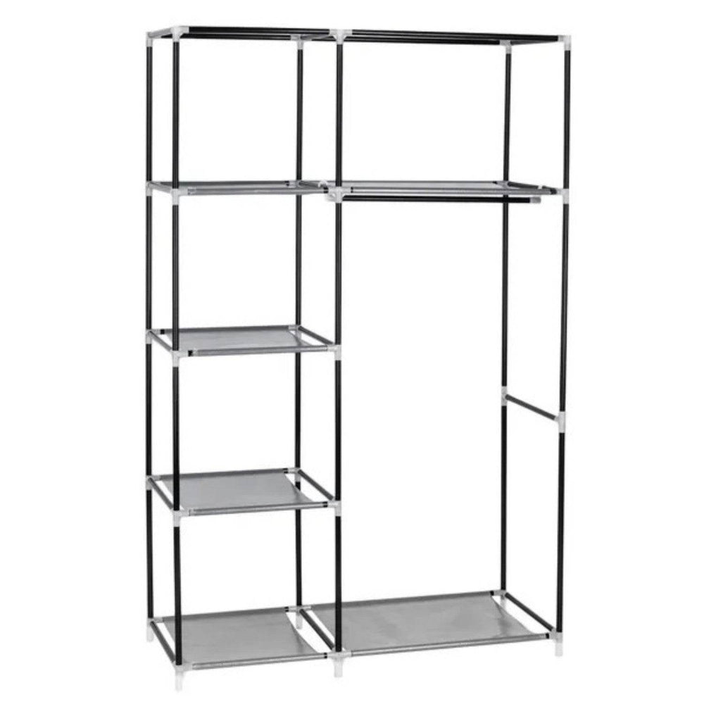 64 Portable Closet Storage Organizer Wardrobe Clothes Rack With Shelves Gray - EX-STOCK Canada