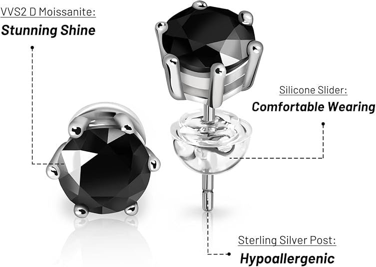 Pendientes De Diamantes Negros En Oro Blanco De 14 Quilates .30 CTW, Oro Blanco Diamante, Diamante Negro EX-STOCK
