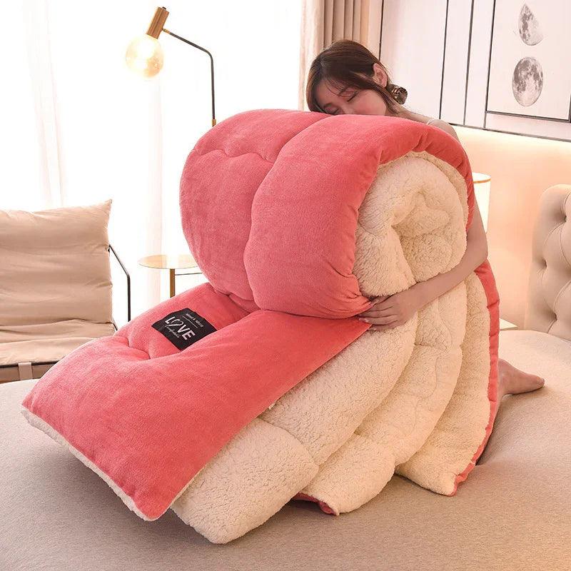 New Thick Lambskin Winter Duvet Insert Double-sided Velvet Lambswool Warm Quilt EX-STOCK Canada