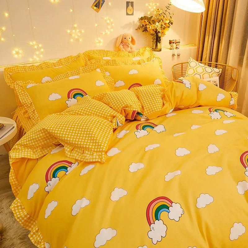 Cotton Floral Duvet Cover Bed Sheet Bed Skirt Three Or Four Piece Suit EX-STOCK Canada