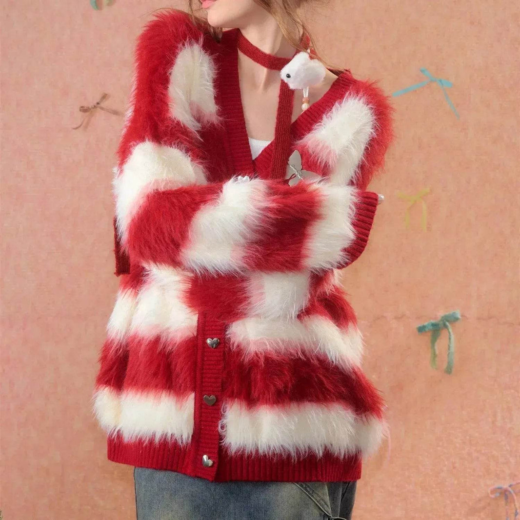 Lady in Red Winter Christmas Plush Cardigan - EX-STOCK CANADA