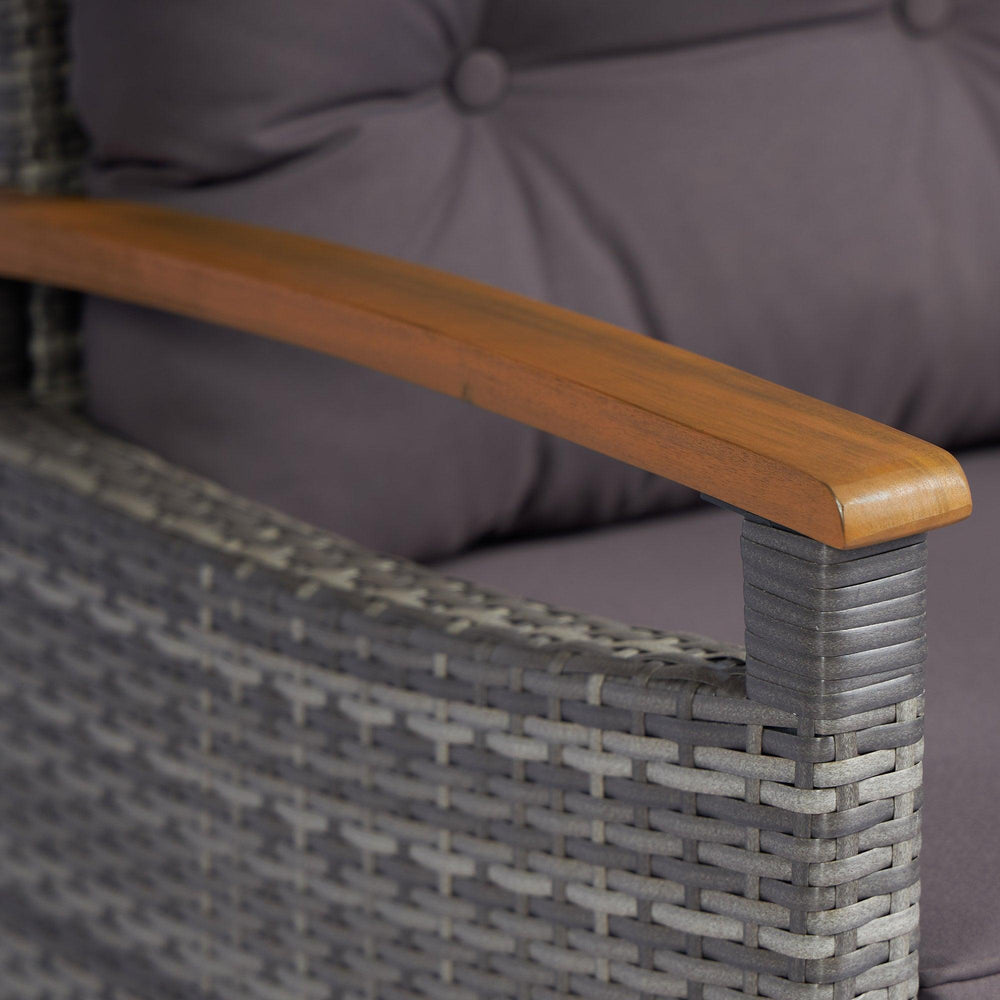Outdoor-Bistro-Set Rattan-Patiomöbel mit Kissen für Veranda, Hinterhof, Garten, GrauEX-STOCK Canada