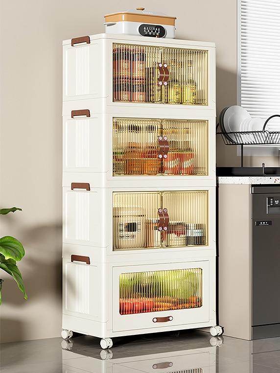 Baby Safety Transparent Opening Lid Indoor Home Decoration Storage Cabinet With Wheels - EX-STOCK Canada
