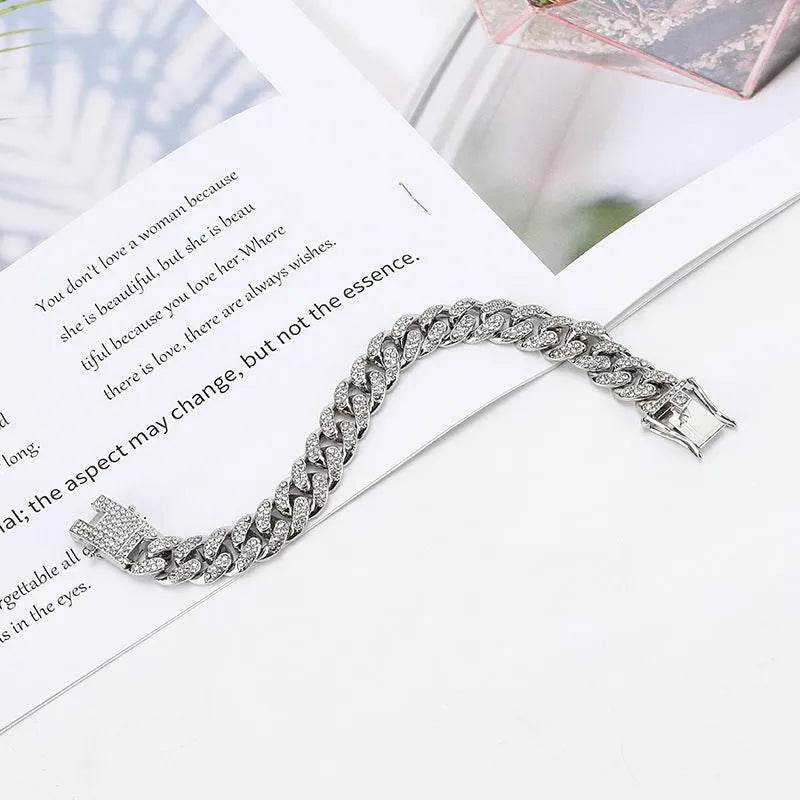 Alloy Line Cuban Link Chain Diamond Bracelet - EX-STOCK Canada