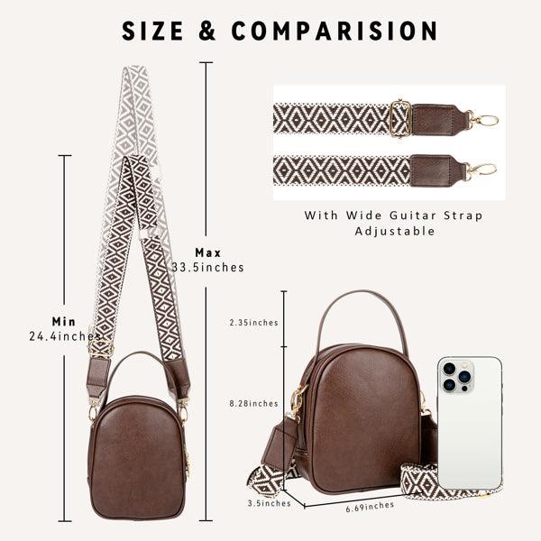 Kleine Umhängetasche für Frauen mit Griff und verstellbarem Riemen, Handytasche zum Umhängen mit 2 Reißverschlusstaschen - KaffeeEX-STOCK Canada