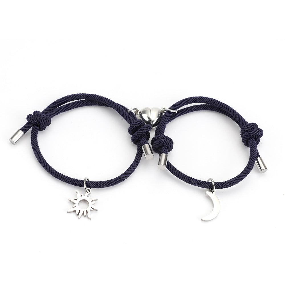 Stainless Steel Titanium Sun And Moon Pendant Couple Bracelet - EX-STOCK Canada