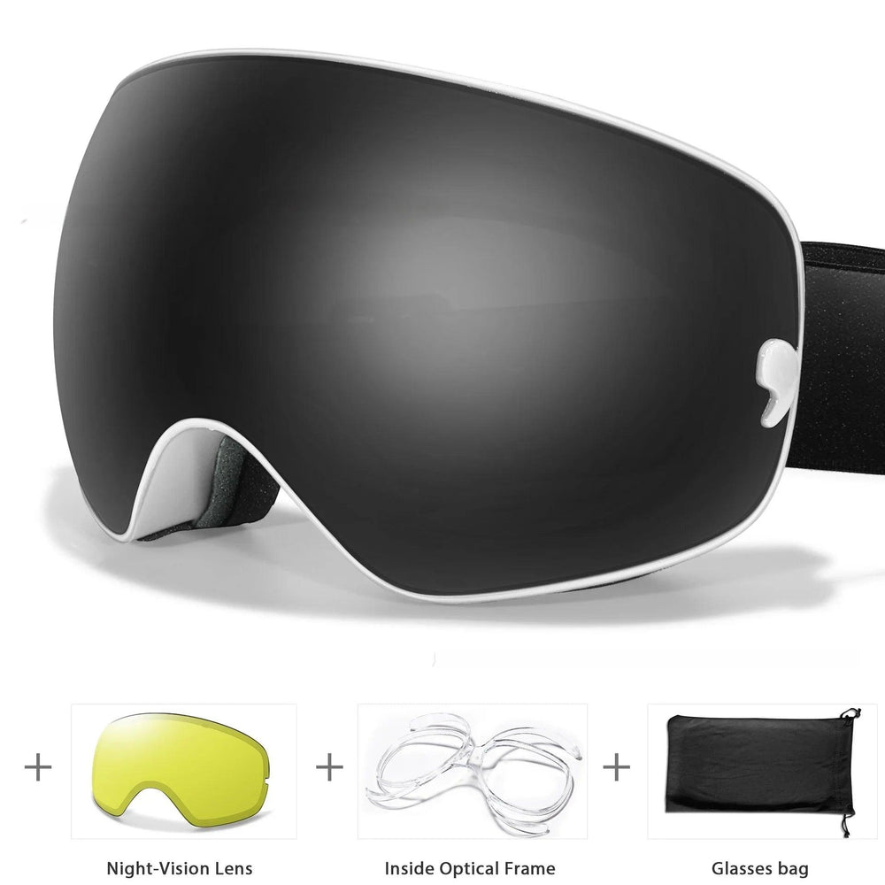 Lunettes anti-buée pour hommes et femmes, carte myopie, revêtement, protection oculaire sphérique large, équipements de ski et d'alpinismeEX-STOCK Canada