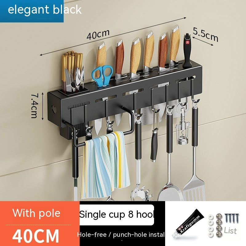 Wall-Mounted No-Drill Kitchen Utensil Rack with Hooks — product view 15 of 17 | EX-STOCK