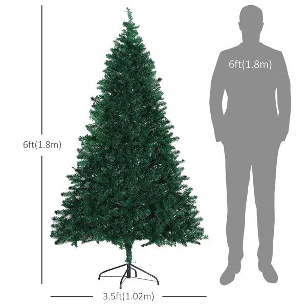 6ft Christmas Tree Unlit Artificial Spruce Full Tree With Solid Metal Stand EX-STOCK Canada