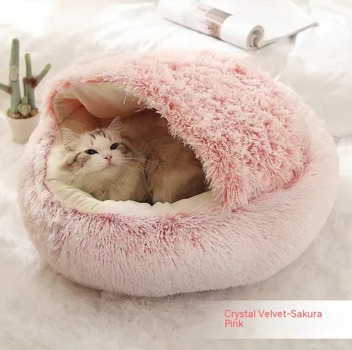 2 In 1 Dog And Cat Bed Pet Winter Bed Round Plush Warm Bed House Soft Long Plush Pets Bed Pet Products EX-STOCK Canada