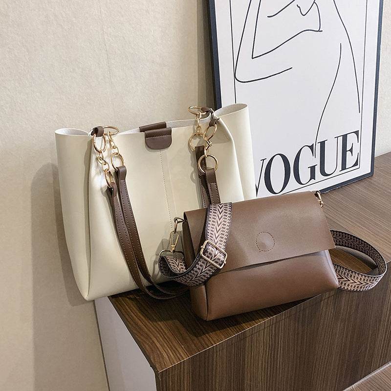 Two-piece Set Large Capacity Leather Totes shoulder Work Commuter Bag - EX-STOCK Canada