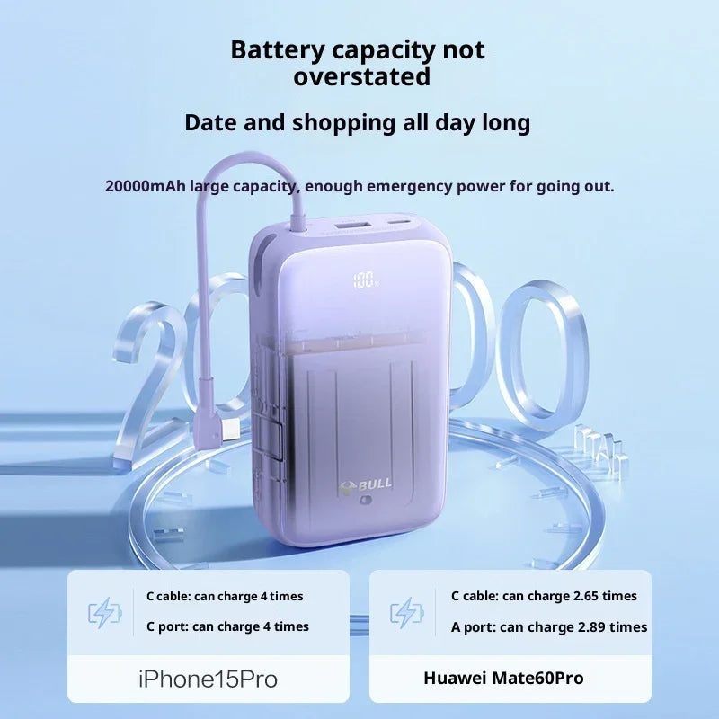 Power Bank 20000 MA Super Large Capacity Fast Charging With Cable EX-STOCK Canada