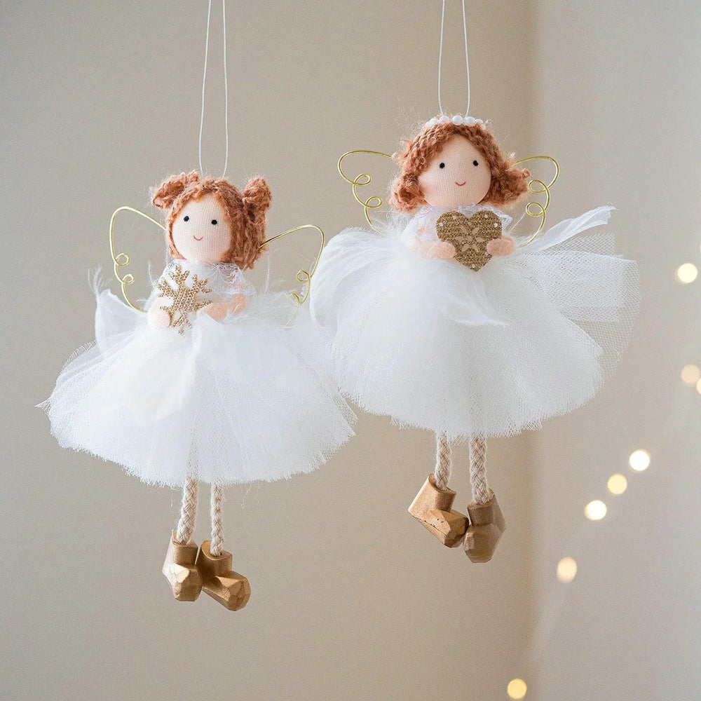 Gonna di Tulle Bianca di Natale Pendente di Angelo Ragazza con Ali DorateEX-STOCK Canada