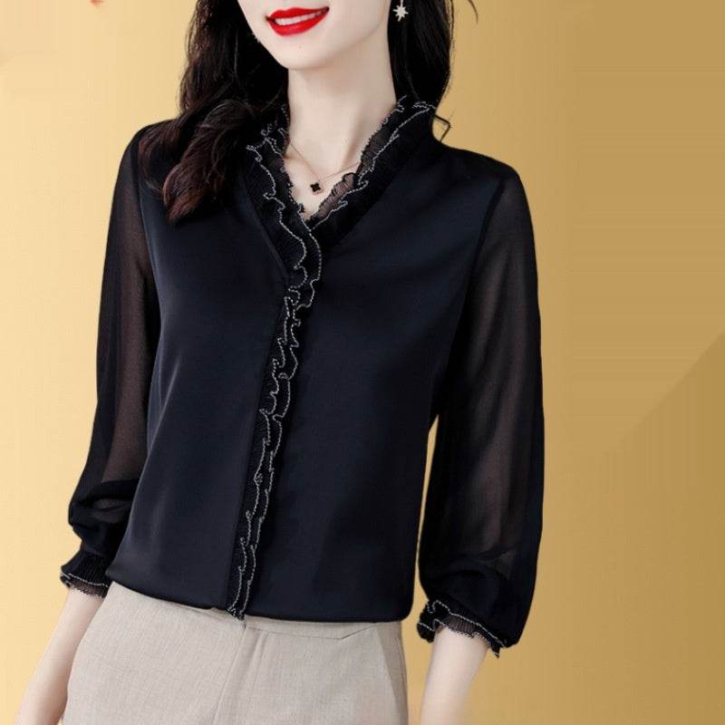 New Solid Color Chiffon Long-sleeved Shirt For Women - EX-STOCK Canada