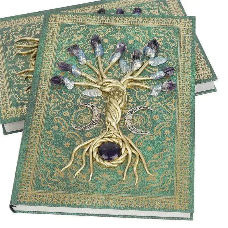 Simple Lucky Tree Pattern Personalized Creative Inlaid Natural Crystal Gem Journal Hard cover Note book - EX-STOCK Canada