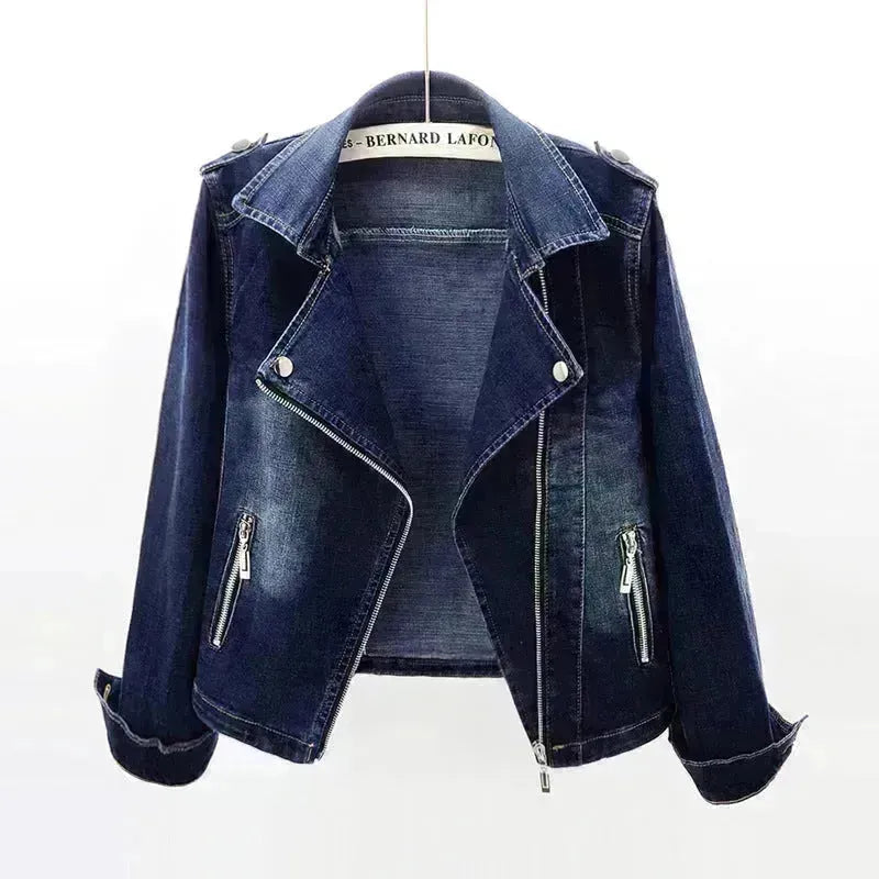 Collier en jean à col de combinaison slim fit pour femmes veste en jean bleu pour les femmes