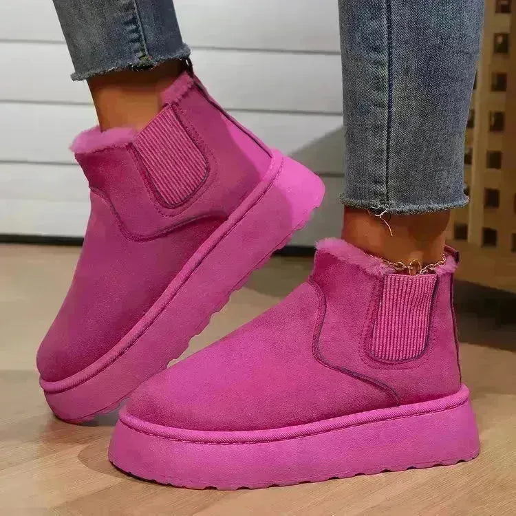 Bottes de neige d'hiver Fashion Plat Shoes en coton à semelle épaisse