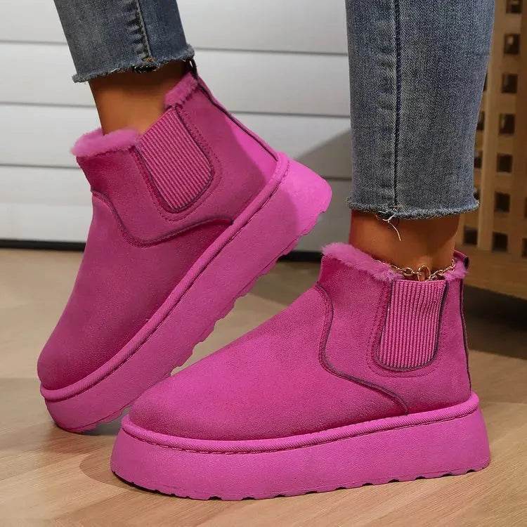 Winter Snow Boots Fashion Flat Thick-soled Cotton Shoes Round Toe Warm Plush Ankle Boot For Women - EX-STOCK Canada