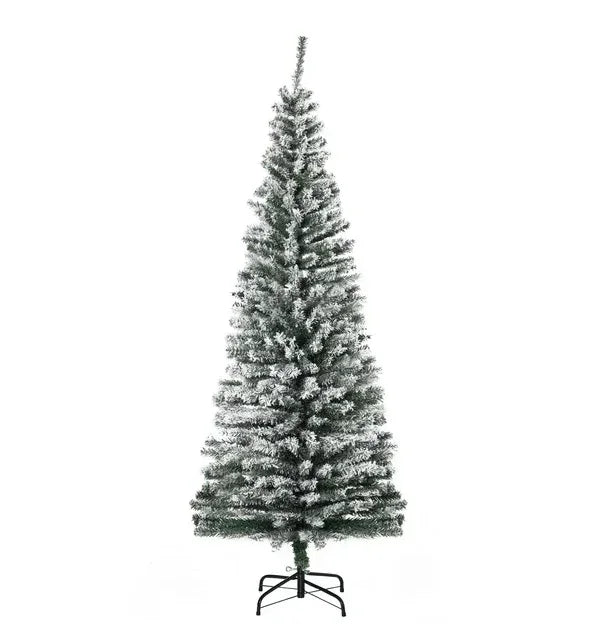 HOMCOM 6ft Artificial Snow Flocked Christmas Tree With Foldable Steel Stand Home Indoor Decoration Green EX-STOCK Canada