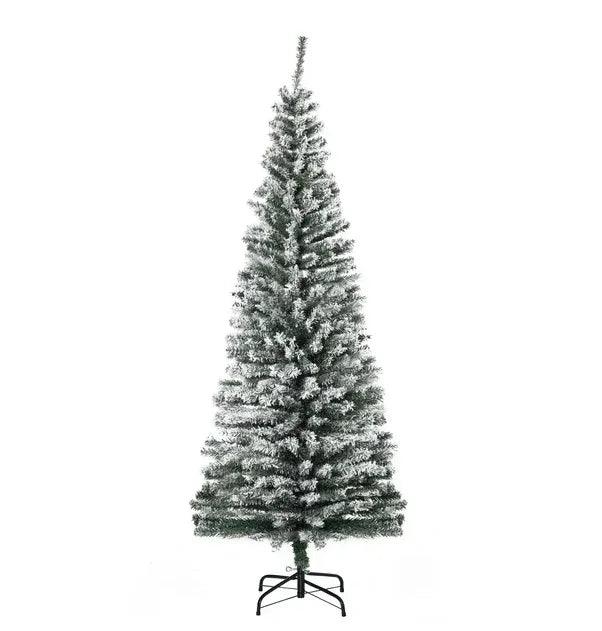 HOMCOM 6ft Artificial Snow Flocked Christmas Tree With Foldable Steel Stand Home Indoor Decoration Green EX-STOCK Canada