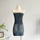 Design Waist-tight Tube Top Raw Edge Denim jeans mini club Dress - EX-STOCK Canada