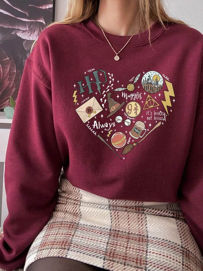 Digital Printing Sweater Hipster Round Neck Pullover Long Sleeve Sweater Women - EX-STOCK Canada