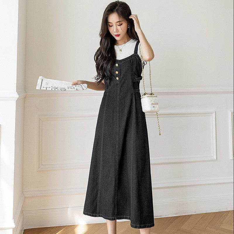 Spring And Autumn New Korean Style Casual All-matching Jeans Suspender Dress EX-STOCK Canada