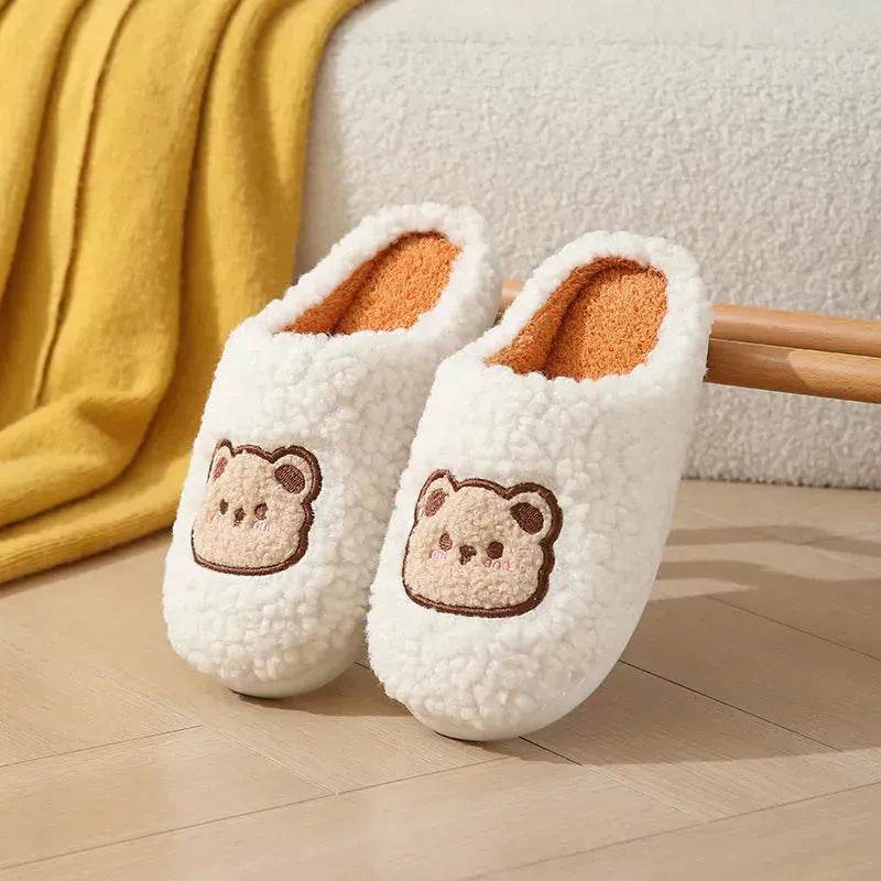 Cute Cartoon Bear Slippers For Couples Winter Warm Non-slip Floor Bedroom Slipper Home Men And Women House Shoes - EX-STOCK Canada