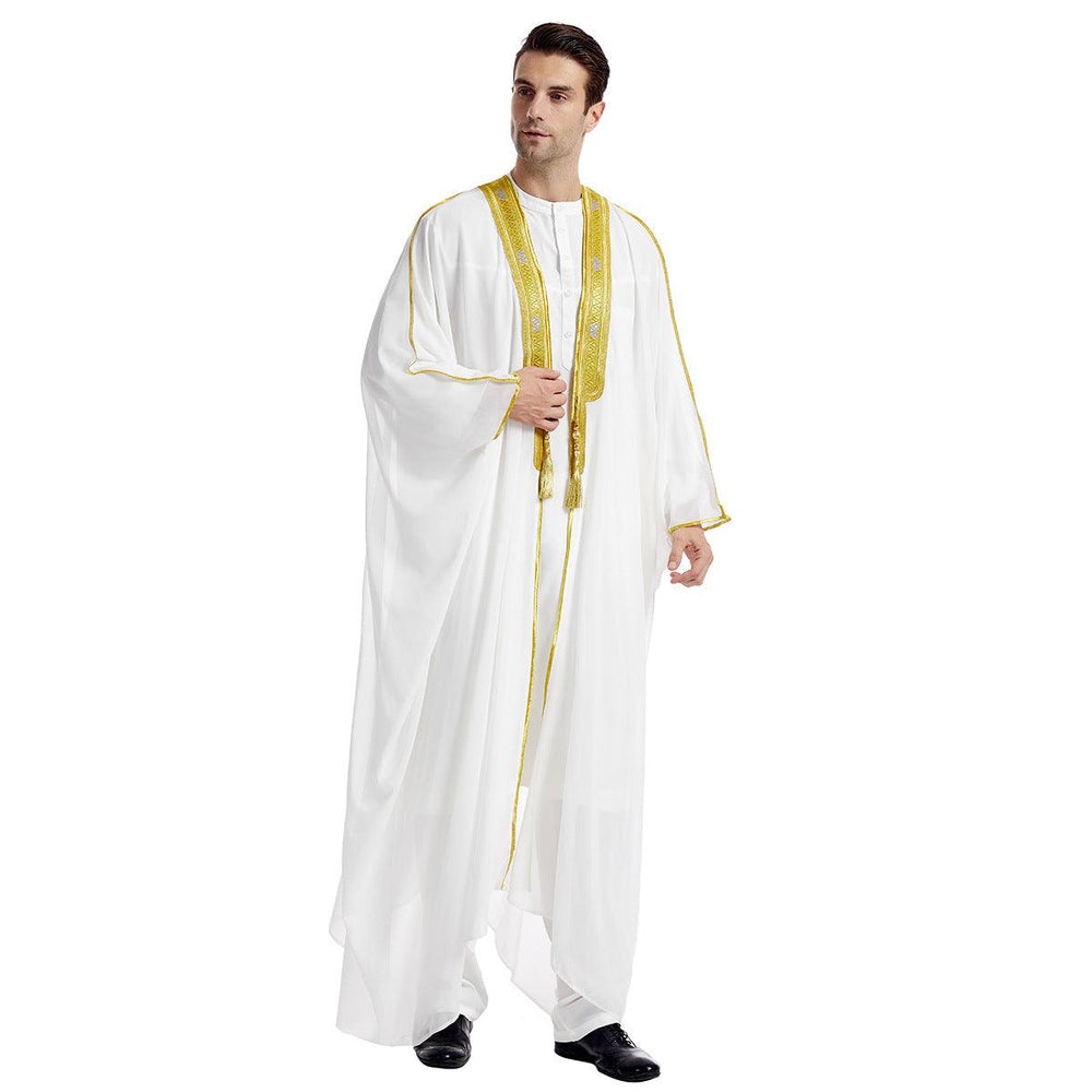 Robe pour hommes arabe brodée manches longues glands boules dorées châle en chiffonEX-STOCK Canada
