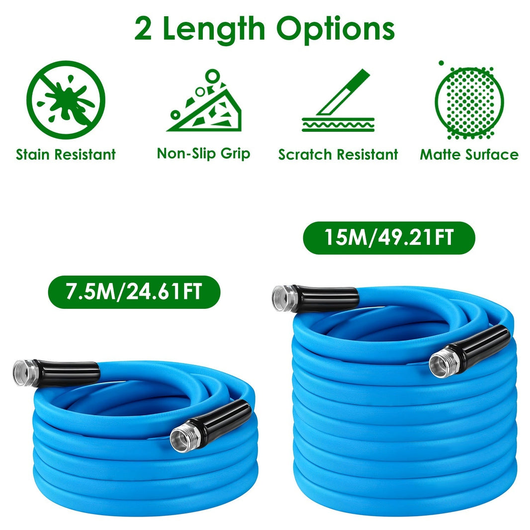 25FT-50FT Options -- 1Pc Non-Expanding Flexible Garden Hose Heavy Duty PVC Water Hose Leak-Resistant Kink-Free All-weather Burst 500PSI EX-STOCK