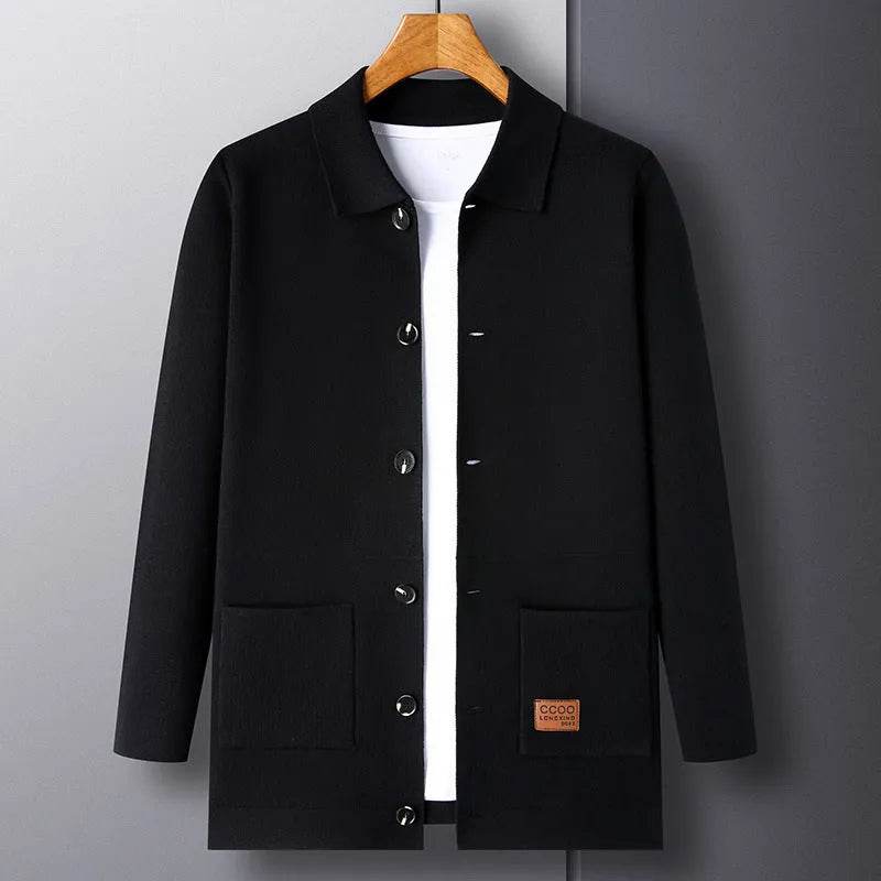 Cardigan Men's Knitted Turn-down Collar Coat Thin Loose Sweater - EX-STOCK Canada