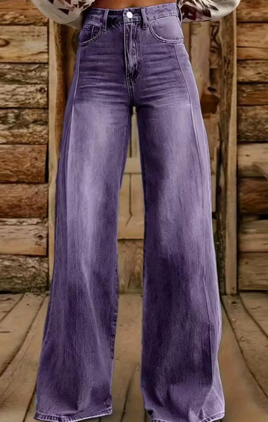 Thermal Transfer Bell-bottom Pants Simulation Denim Trousers Loose Pants